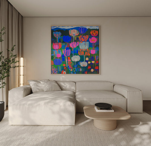 Bloom Symphony — Abstract Floral Field Painting, Vibrant Wildflowers Art, Modern Colorful Wall Decor My Store