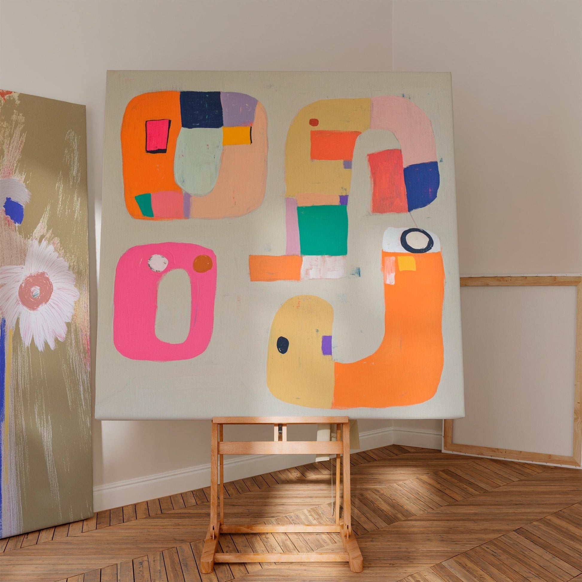 Playful Geometric Abstract Art – Bold Colorful Canvas for Modern Interior Spaces My Store