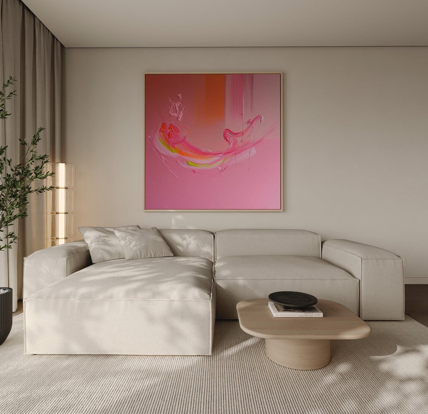 Vibrant Abstract Pink Wall Art – Modern Minimalist Canvas for Living Room, Office, or Salon Décor My Store