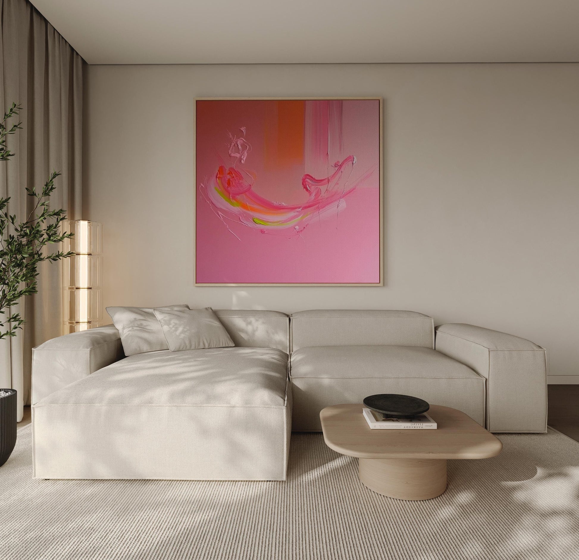 Vibrant Abstract Pink Wall Art – Modern Minimalist Canvas for Living Room, Office, or Salon Décor My Store