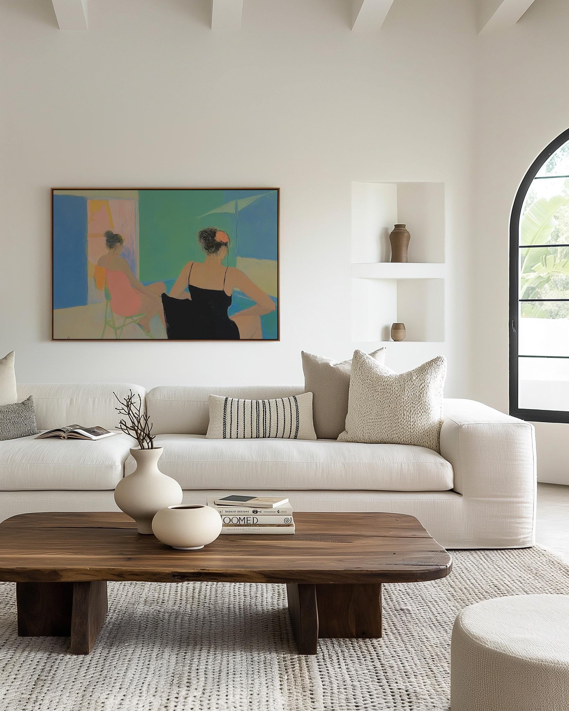 Poolside Women Painting – Modern Figurative Art with Bold Colors, Summer Vibe and Elegant Composition My Store
