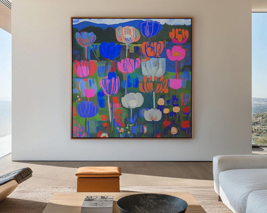 Bloom Symphony — Abstract Floral Field Painting, Vibrant Wildflowers Art, Modern Colorful Wall Decor My Store