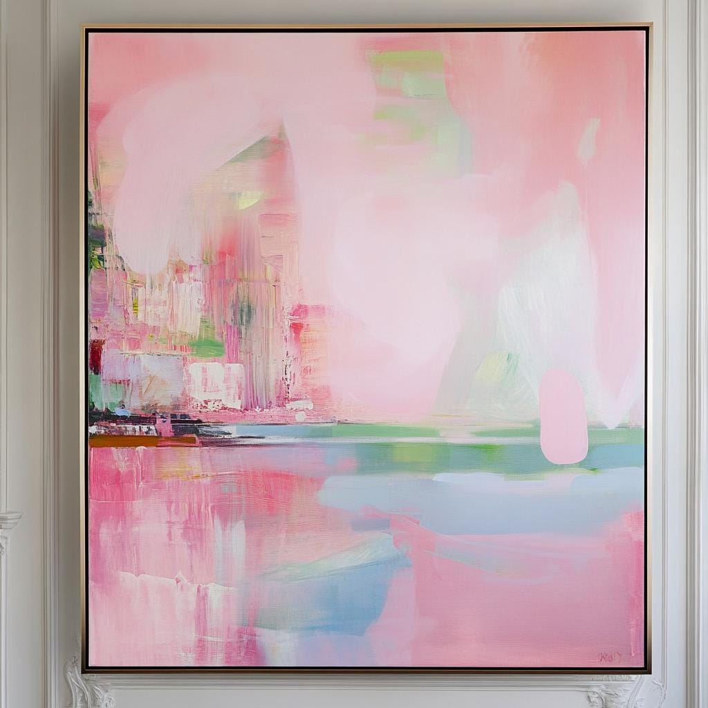 Pink Bloom — Large Abstract Canvas Painting in Soft Pink and Orange Tones, Modern Wall Art for Living Room or Bedroom My Store