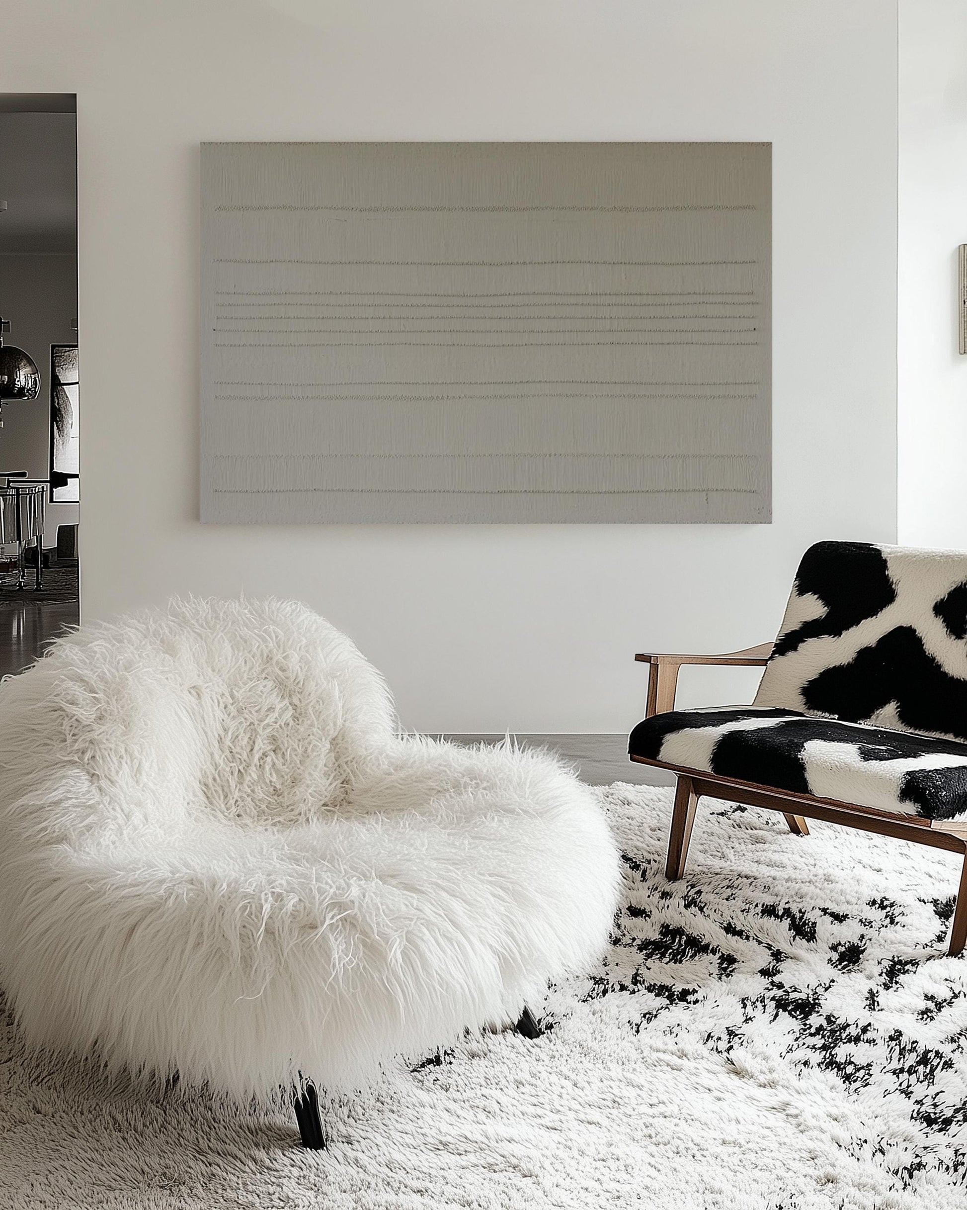 Original Minimalist Textured Painting – Large Scale Neutral Wall Art in Cream & Subtle Lines My Store