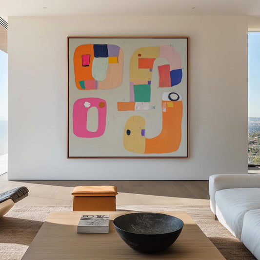 Playful Geometric Abstract Art – Bold Colorful Canvas for Modern Interior Spaces My Store