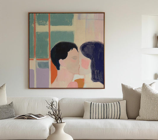 Together — Minimalist Couple Art, Modern Abstract Love Painting, Romantic Wall Art for Bedroom or Living Room My Store