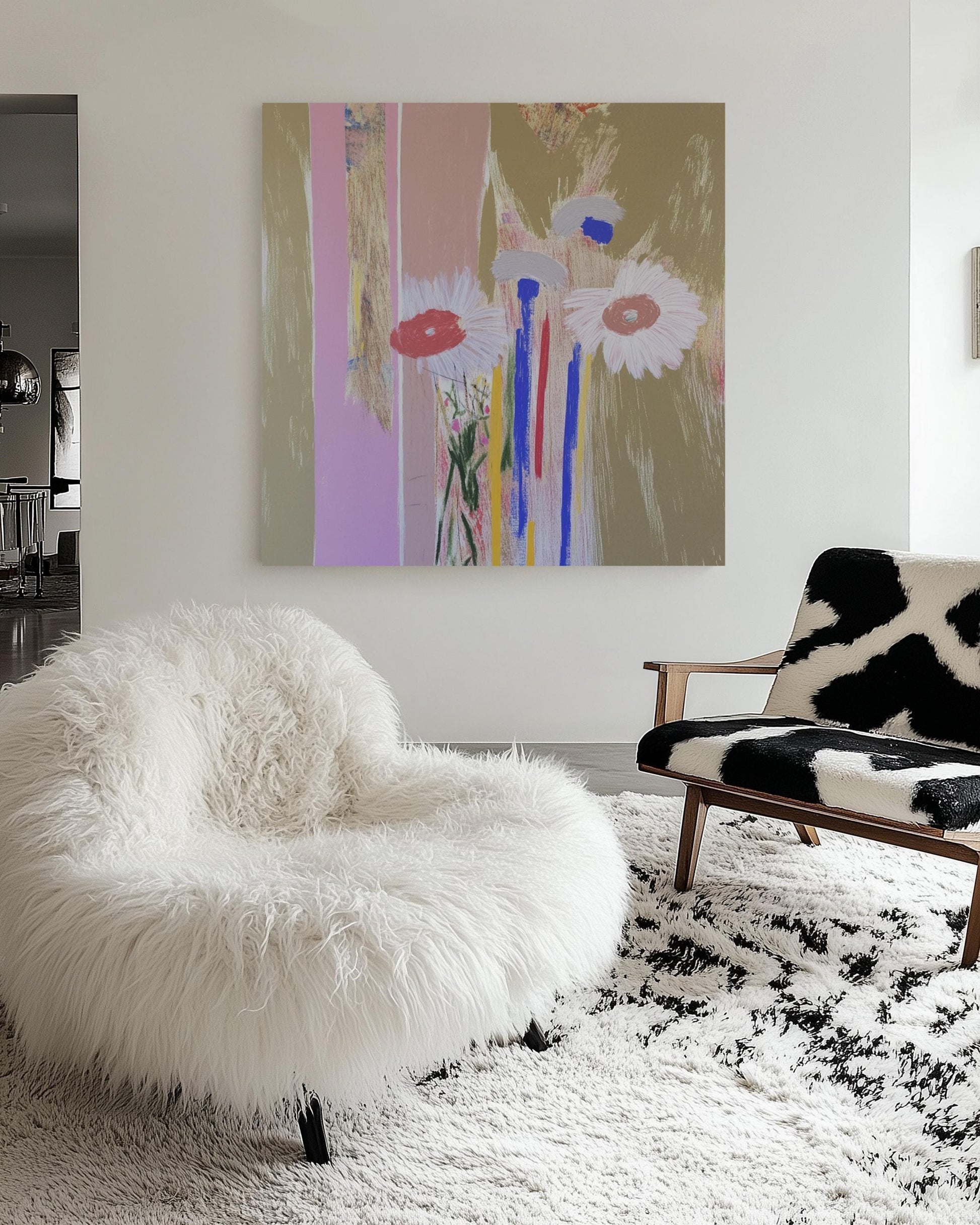 Wild Daisies — Modern Abstract Floral Painting, Minimal Botanical Wall Art in Soft Colors My Store