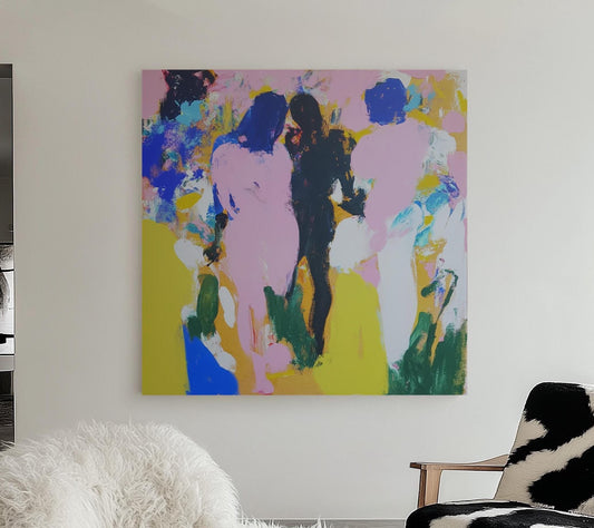 Summer Walk — Abstract Figurative Painting, Modern Colorful Wall Art, Contemporary Expressionist Canvas My Store