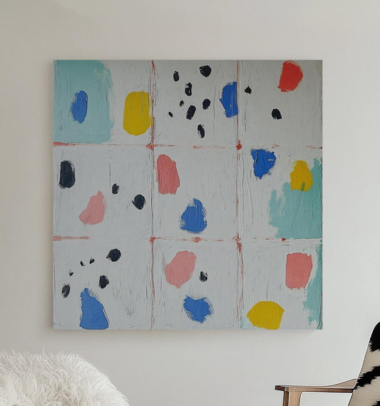 Colorful Geometric Abstract Painting – Playful Minimalist Wall Art for Modern Interiors My Store