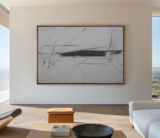 Original Abstract Expressionist Painting – Large Black & White Minimal Art on Canvas My Store