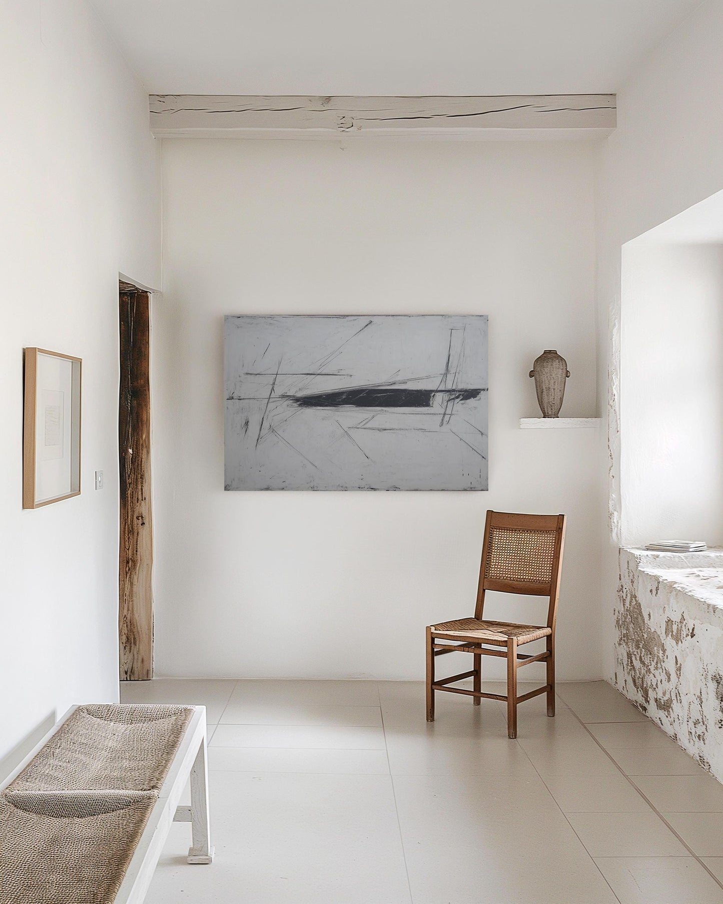 Original Abstract Expressionist Painting – Large Black & White Minimal Art on Canvas My Store