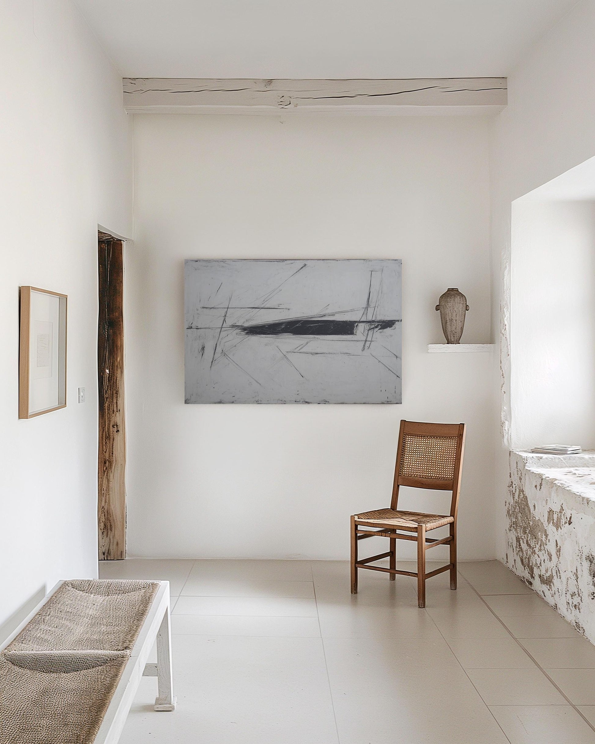 Original Abstract Expressionist Painting – Large Black & White Minimal Art on Canvas My Store