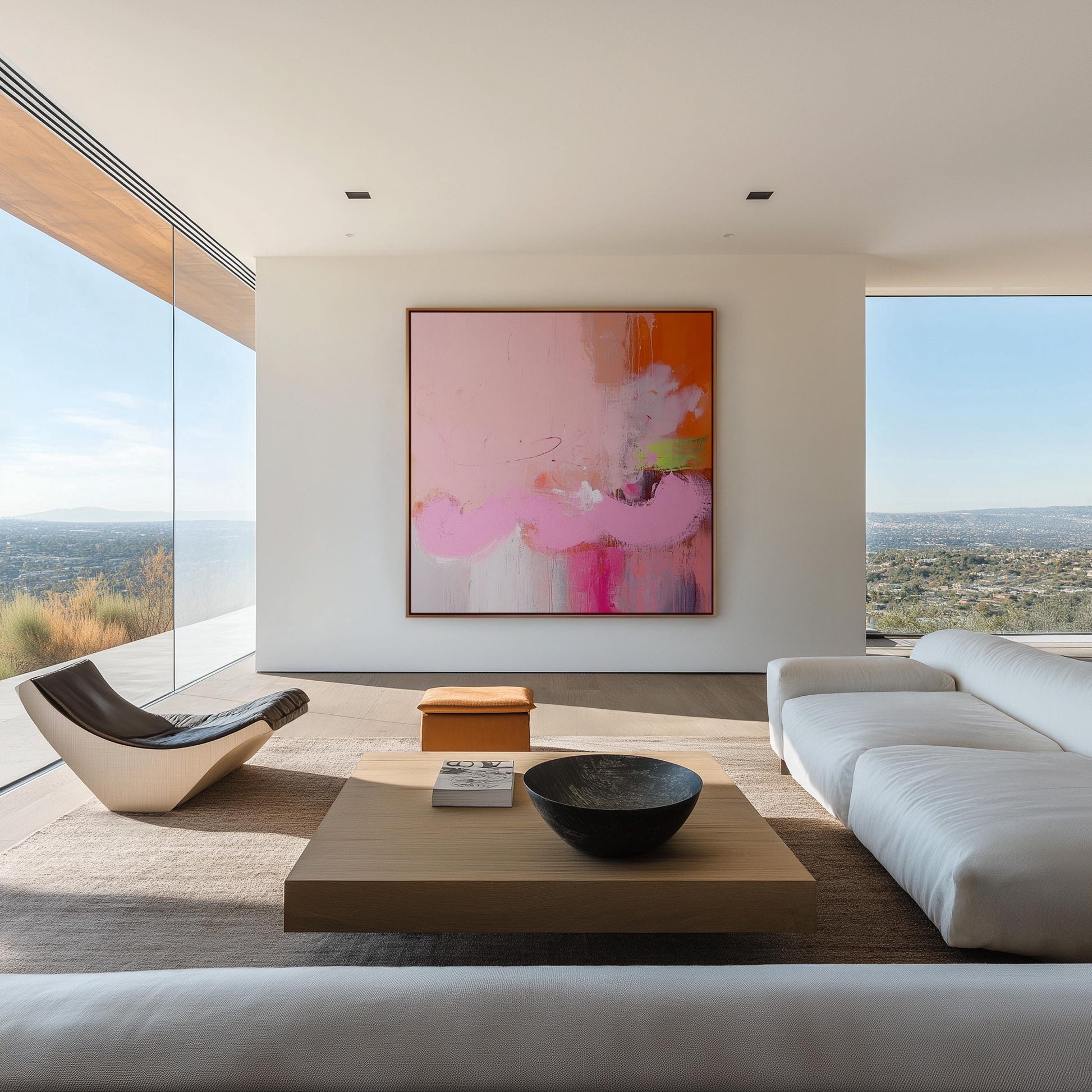 Pink Bloom — Large Abstract Canvas Painting in Soft Pink and Orange Tones, Modern Wall Art for Living Room or Bedroom My Store