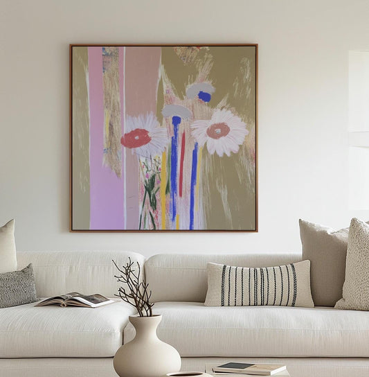 Wild Daisies — Modern Abstract Floral Painting, Minimal Botanical Wall Art in Soft Colors My Store