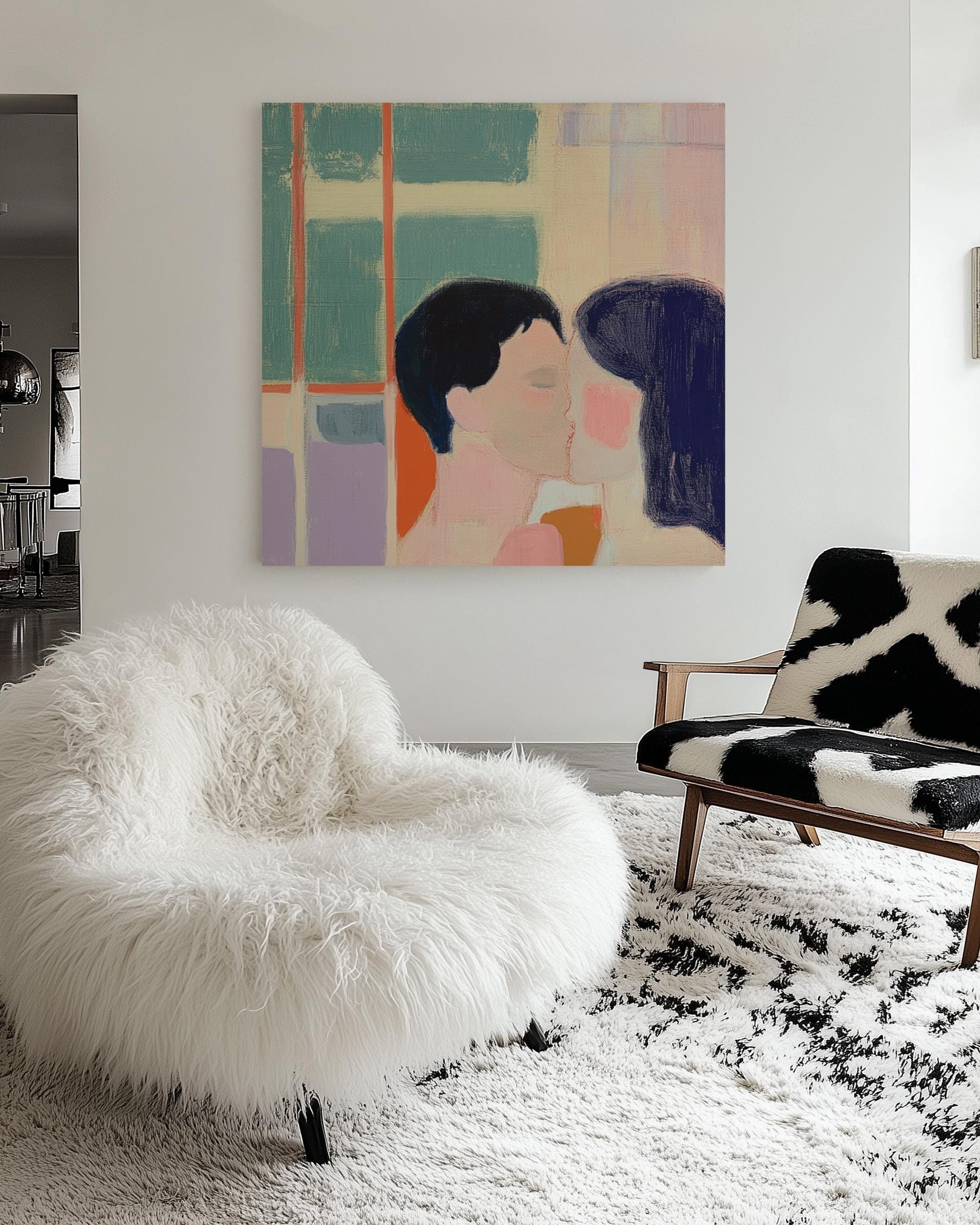 Together — Minimalist Couple Art, Modern Abstract Love Painting, Romantic Wall Art for Bedroom or Living Room My Store
