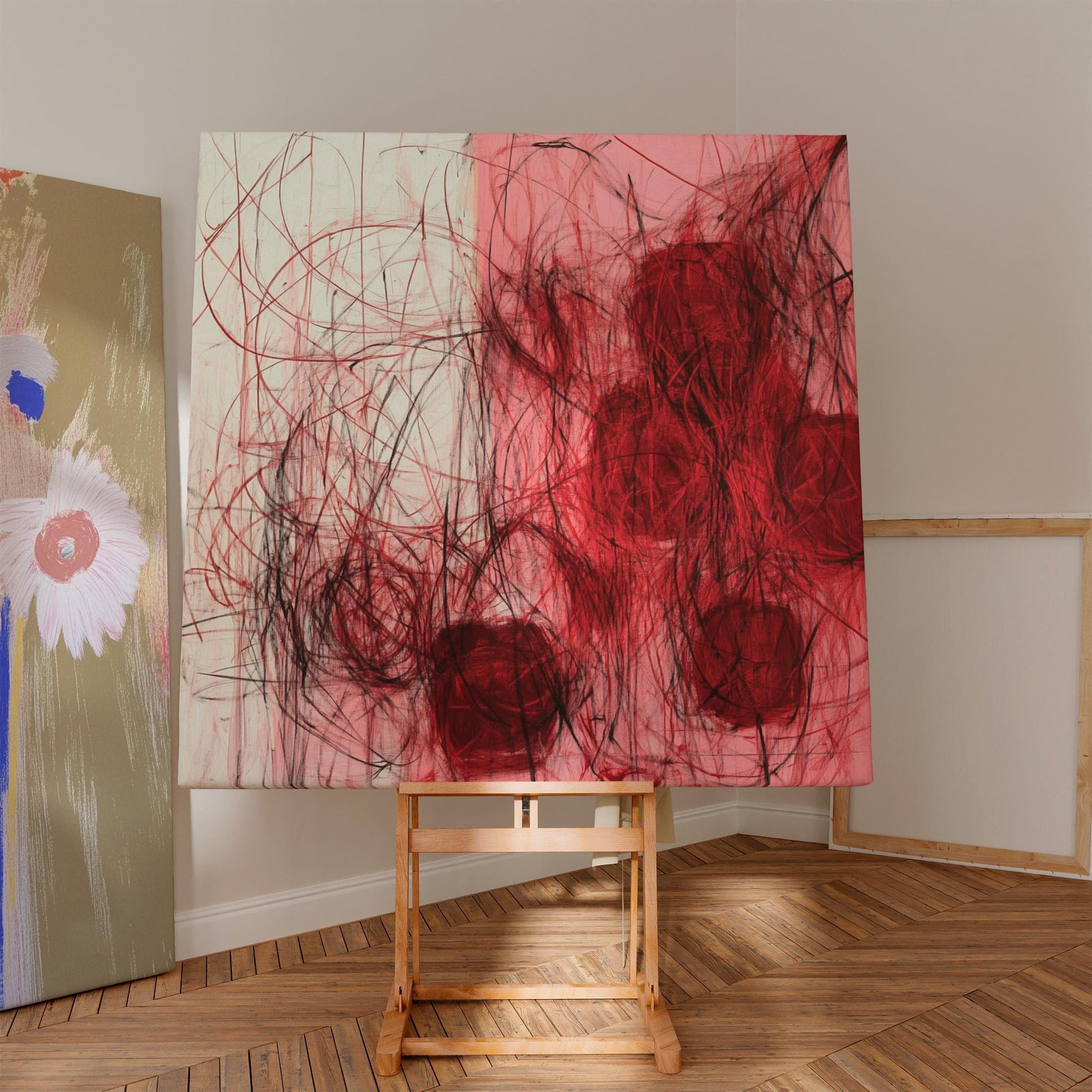 Expressive Abstract Red & Black Wall Art – Modern Emotional Canvas for Office, Lounge, or Contemporary Spaces My Store