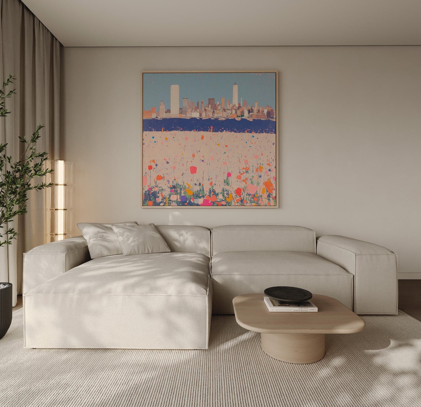 New York city painting/ City in Bloom — Abstract New York Skyline with Wildflowers, Modern Urban Landscape Wall Art My Store
