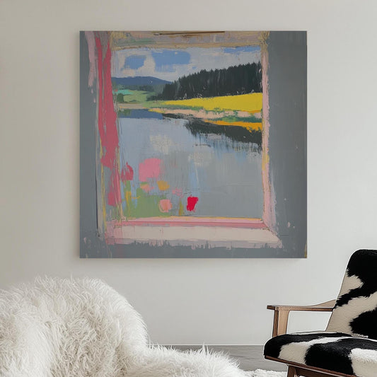 Landscape Through the Window – Modern Impressionist View with Vibrant Colors My Store