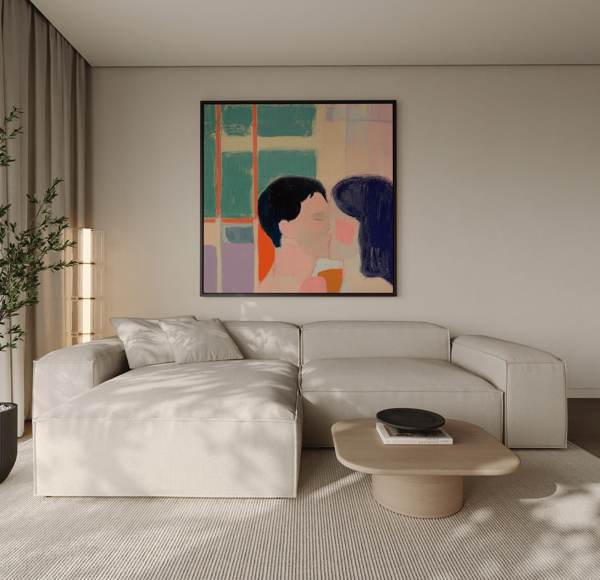 Together — Minimalist Couple Art, Modern Abstract Love Painting, Romantic Wall Art for Bedroom or Living Room My Store