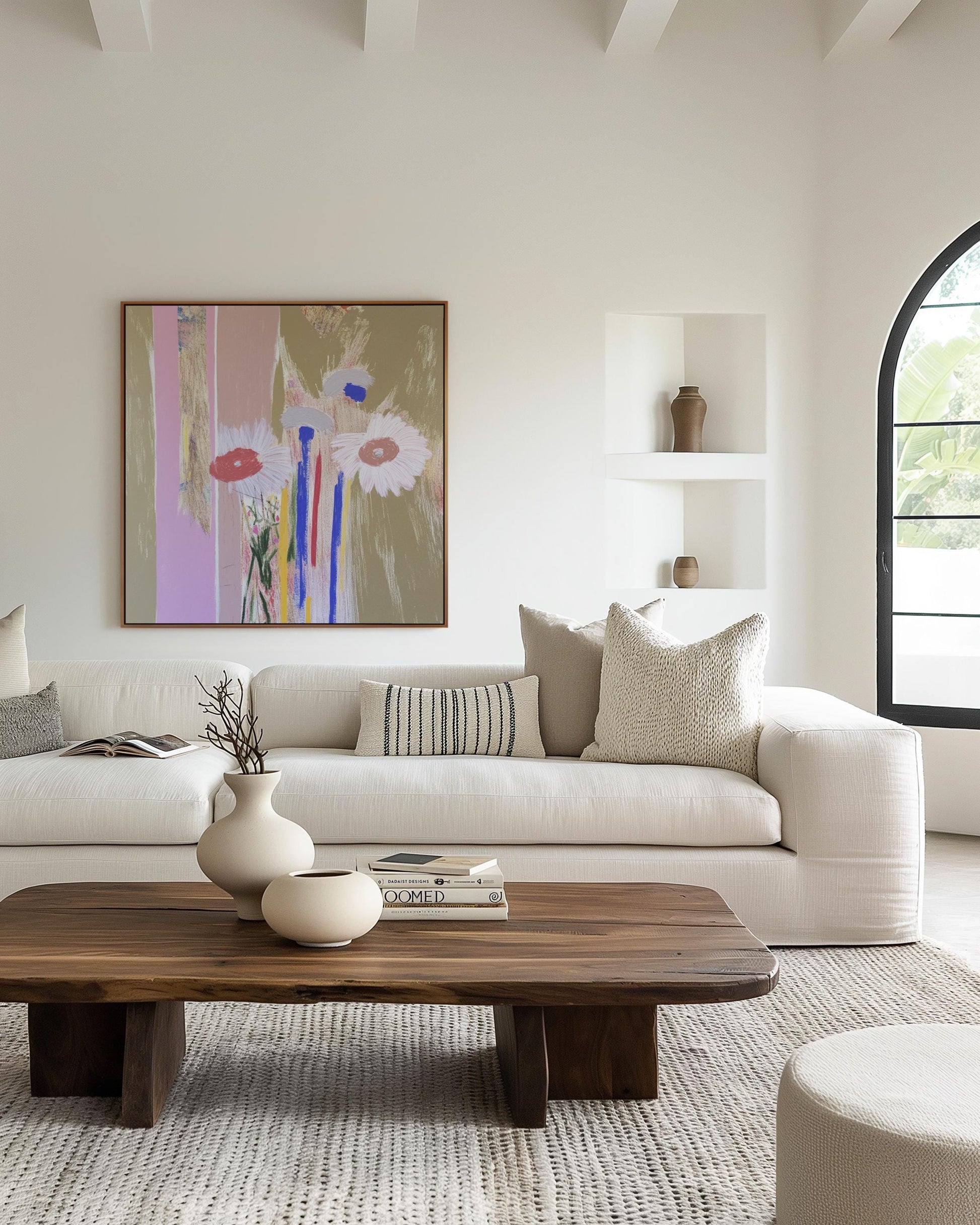 Wild Daisies — Modern Abstract Floral Painting, Minimal Botanical Wall Art in Soft Colors My Store