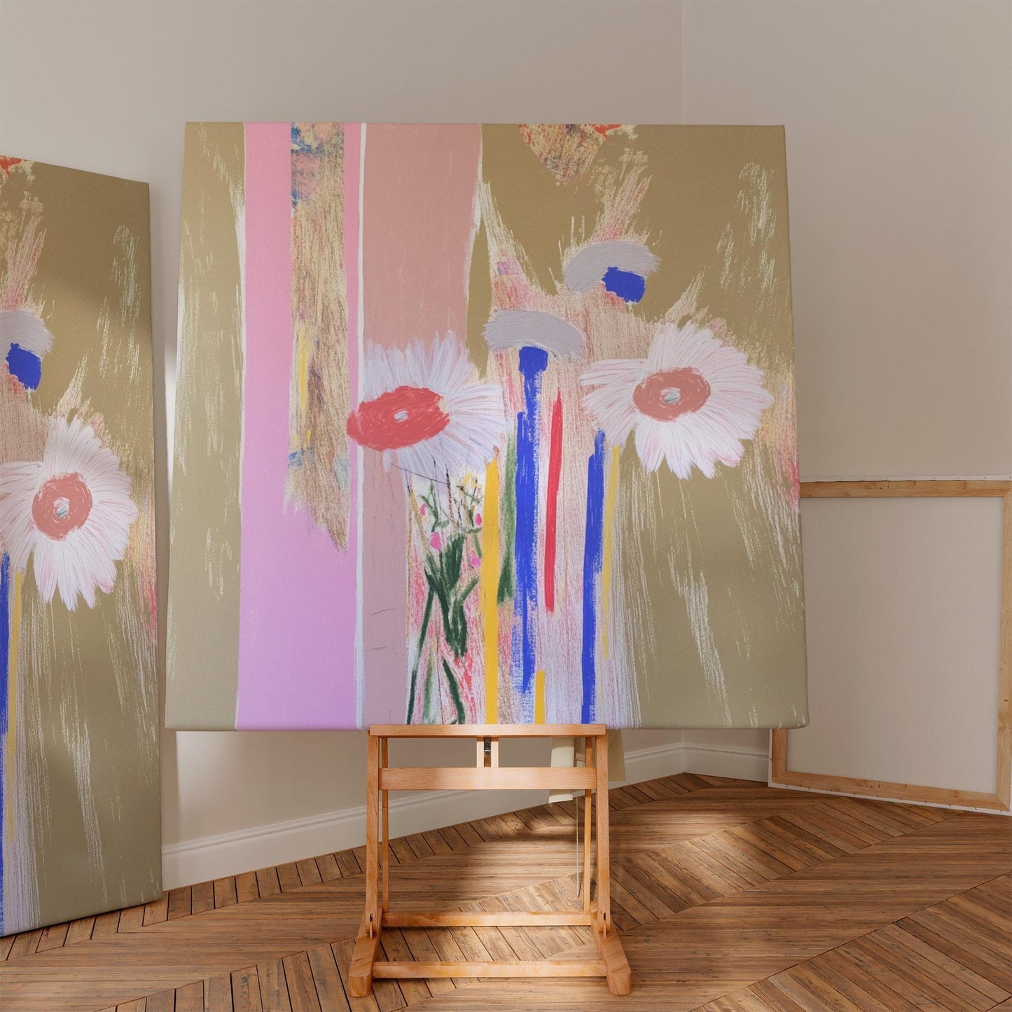 Wild Daisies — Modern Abstract Floral Painting, Minimal Botanical Wall Art in Soft Colors My Store