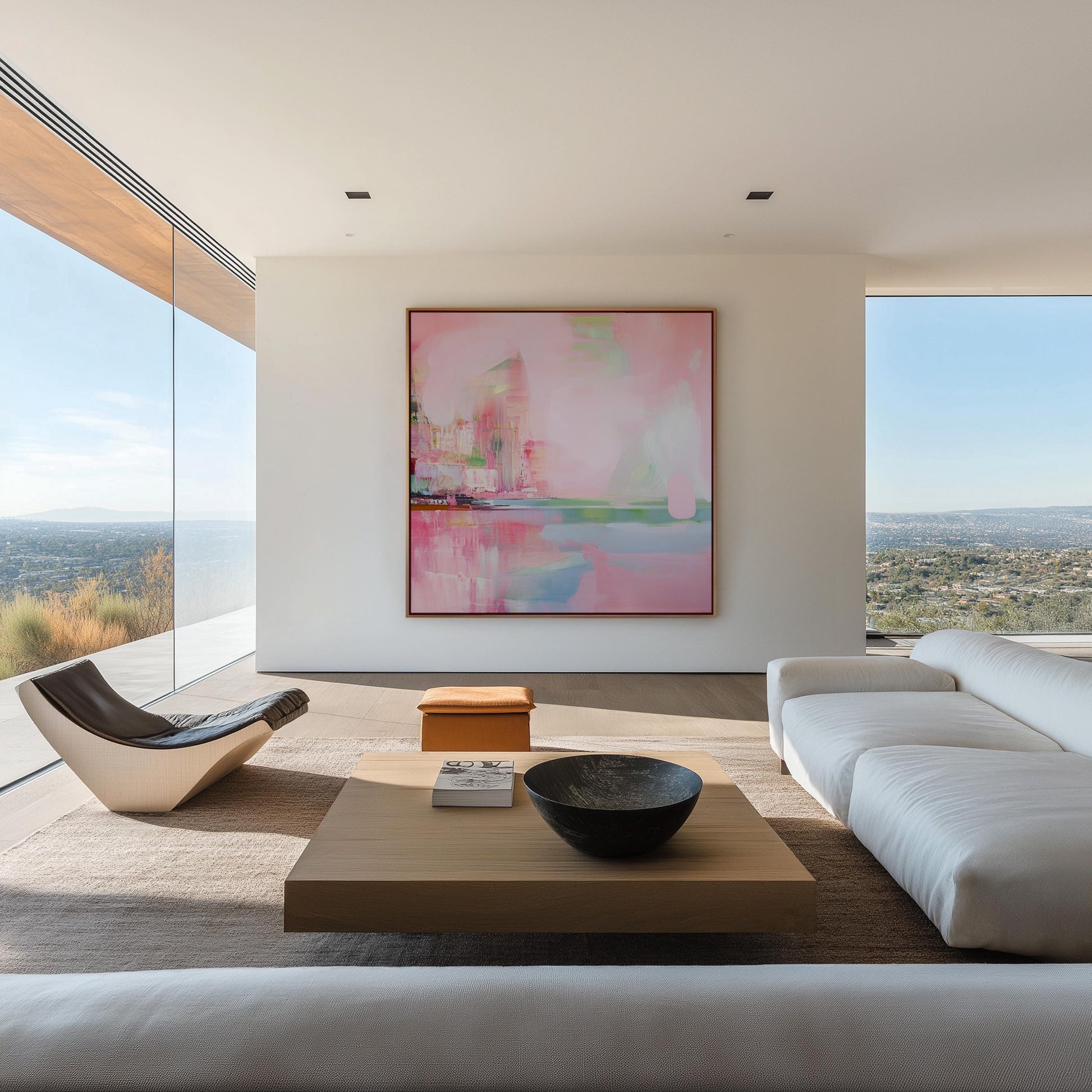 Pink Bloom — Large Abstract Canvas Painting in Soft Pink and Orange Tones, Modern Wall Art for Living Room or Bedroom My Store