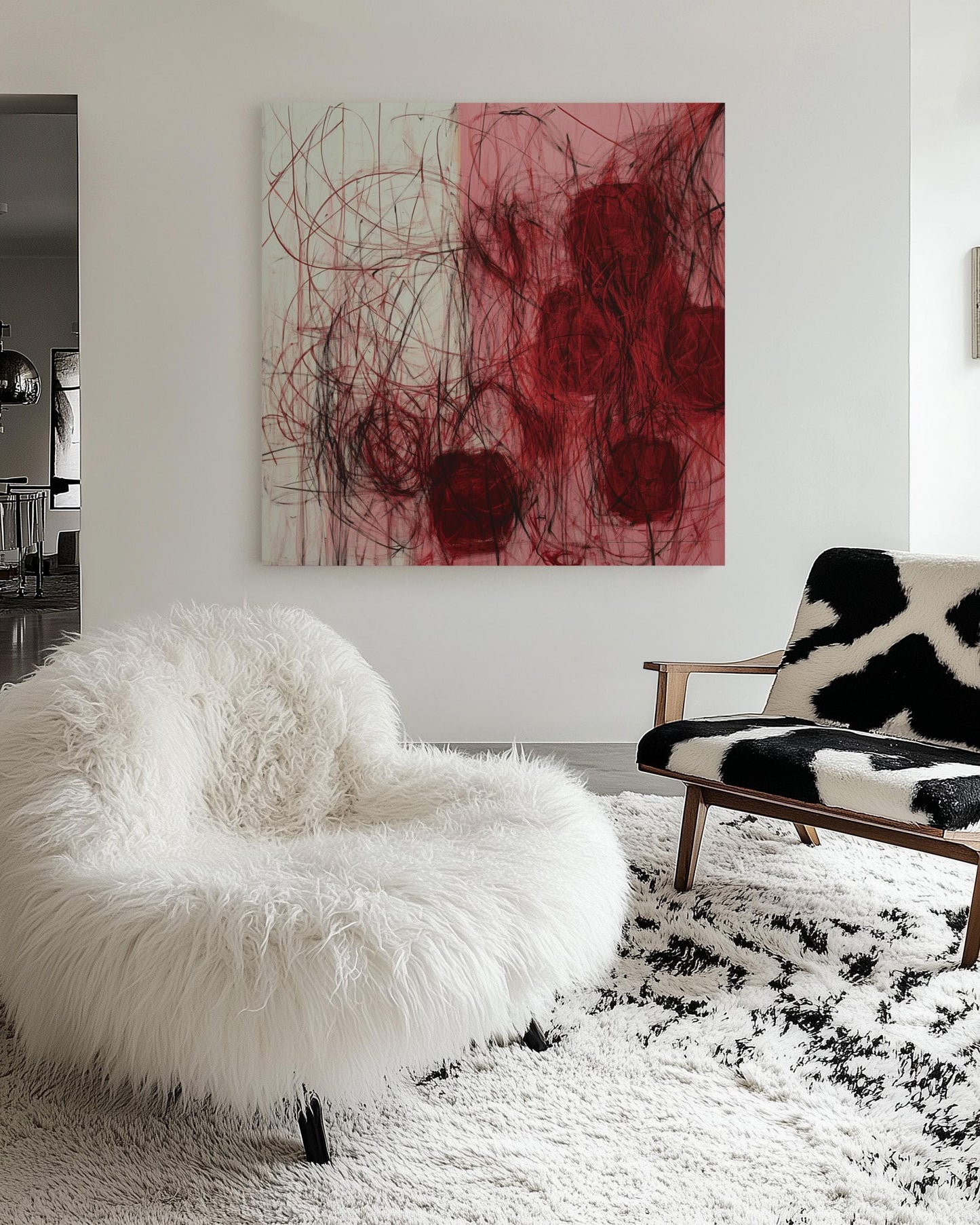 Expressive Abstract Red & Black Wall Art – Modern Emotional Canvas for Office, Lounge, or Contemporary Spaces My Store