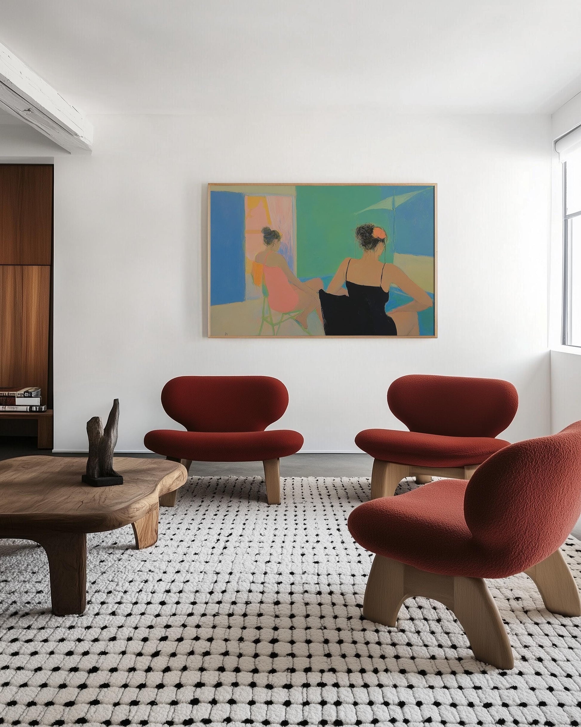 Poolside Women Painting – Modern Figurative Art with Bold Colors, Summer Vibe and Elegant Composition My Store