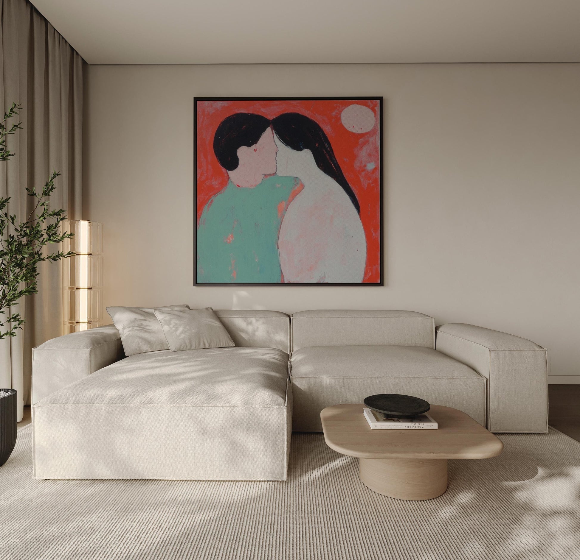 Together — Minimalist Couple Art, Modern Abstract Love Painting, Romantic Wall Art for Bedroom or Living Room My Store