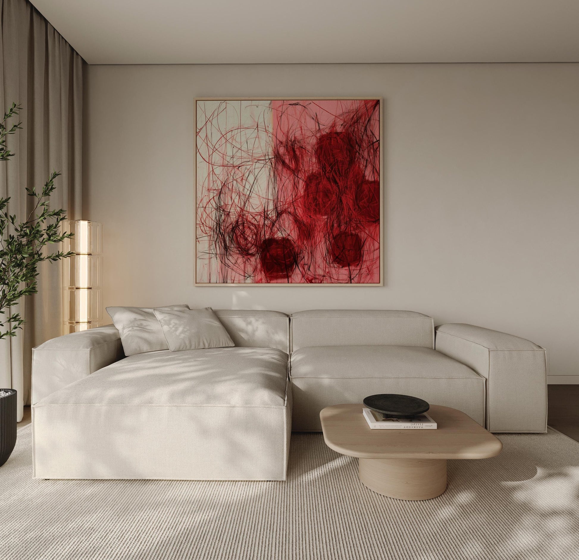 Expressive Abstract Red & Black Wall Art – Modern Emotional Canvas for Office, Lounge, or Contemporary Spaces My Store