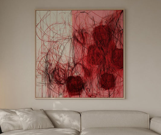 Expressive Abstract Red & Black Wall Art – Modern Emotional Canvas for Office, Lounge, or Contemporary Spaces My Store