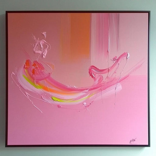 Vibrant Abstract Pink Wall Art – Modern Minimalist Canvas for Living Room, Office, or Salon Décor My Store