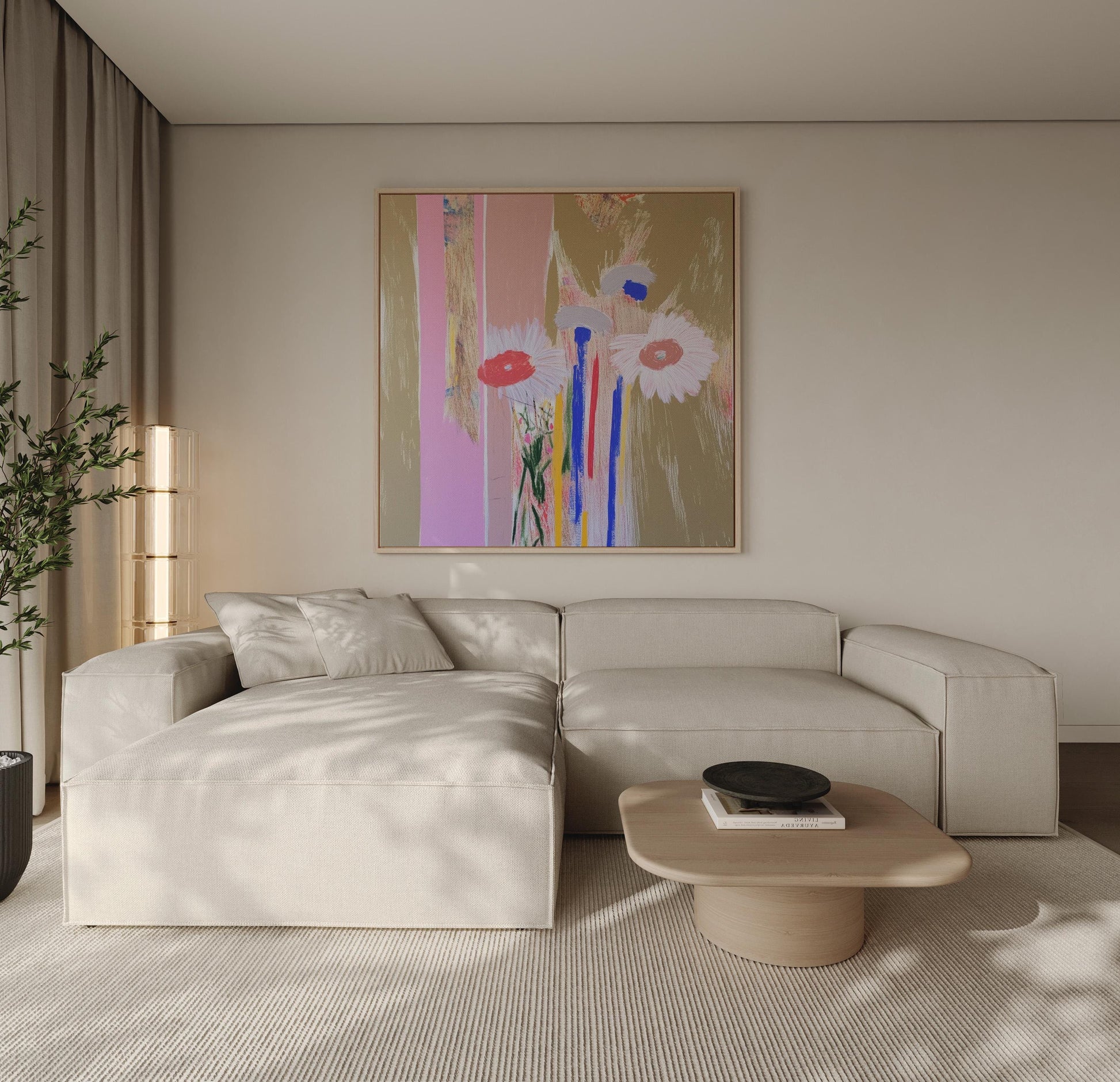 Wild Daisies — Modern Abstract Floral Painting, Minimal Botanical Wall Art in Soft Colors My Store