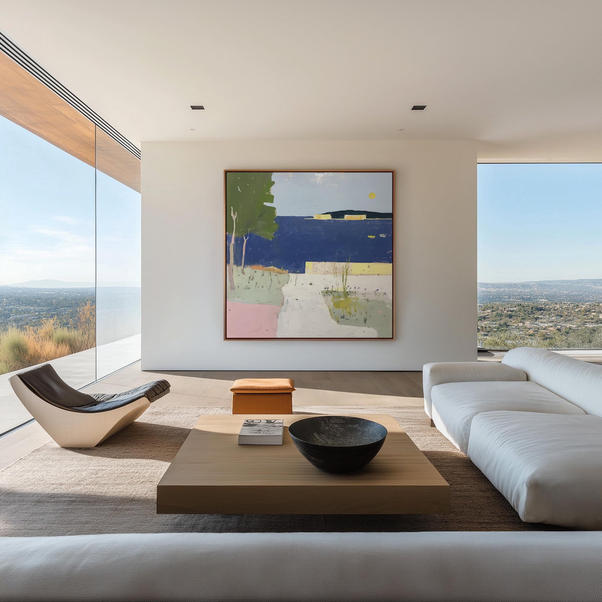 Mediterranean Coastal Landscape – Minimalist Seaside Abstract Painting for Modern Interiors My Store