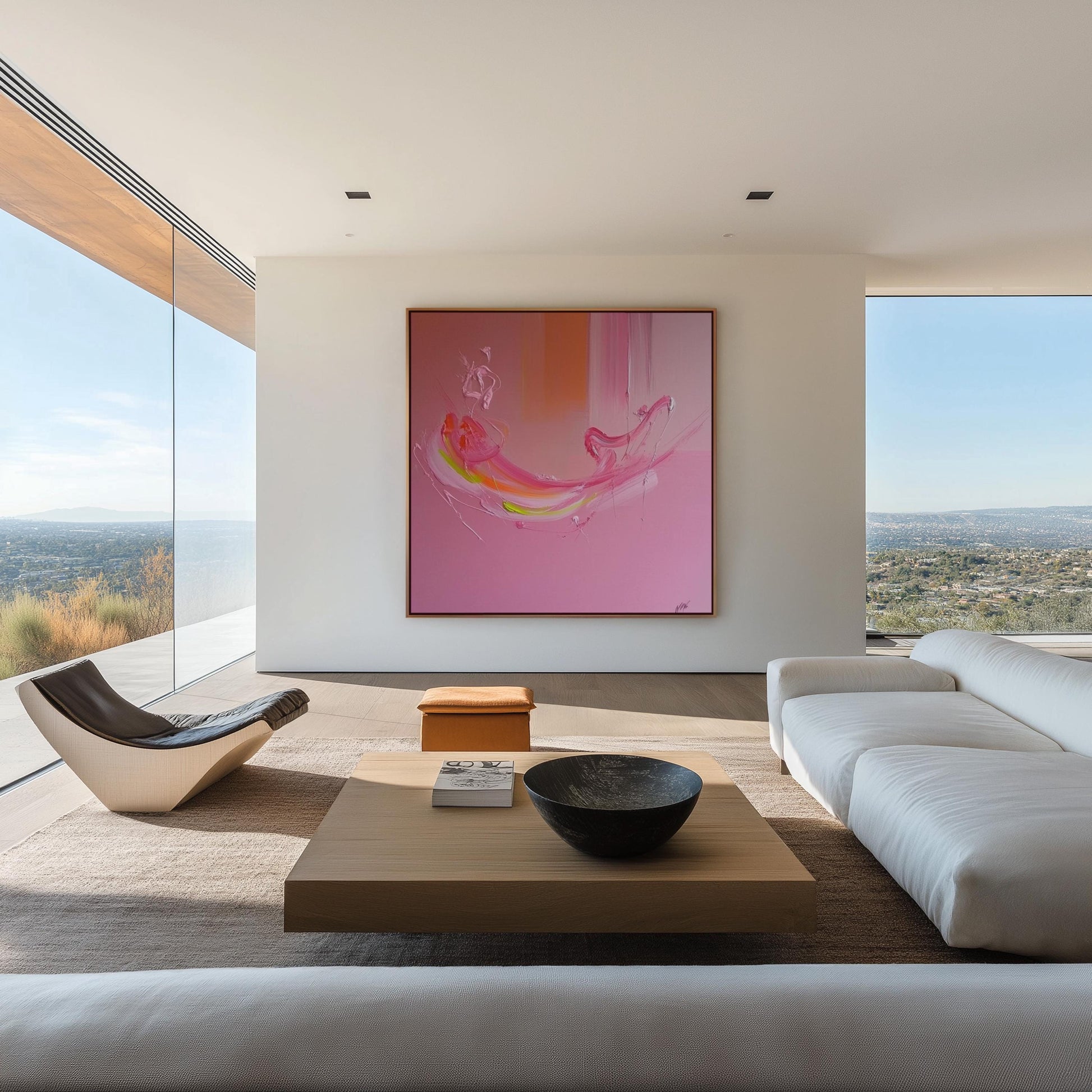 Vibrant Abstract Pink Wall Art – Modern Minimalist Canvas for Living Room, Office, or Salon Décor My Store