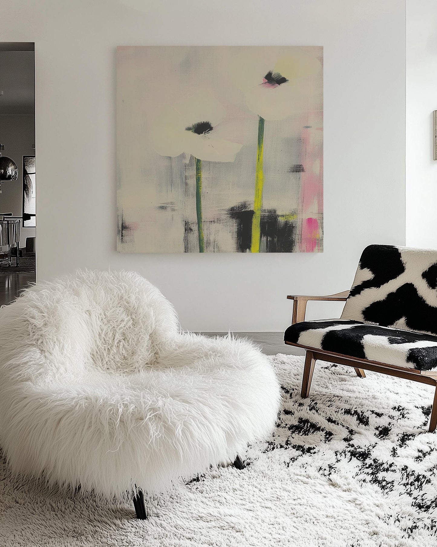Soft Elegance — Minimalist White Poppy Painting, Modern Floral Wall Art, Neutral Pastel Decor My Store