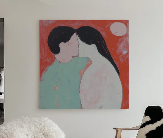 Together — Minimalist Couple Art, Modern Abstract Love Painting, Romantic Wall Art for Bedroom or Living Room My Store