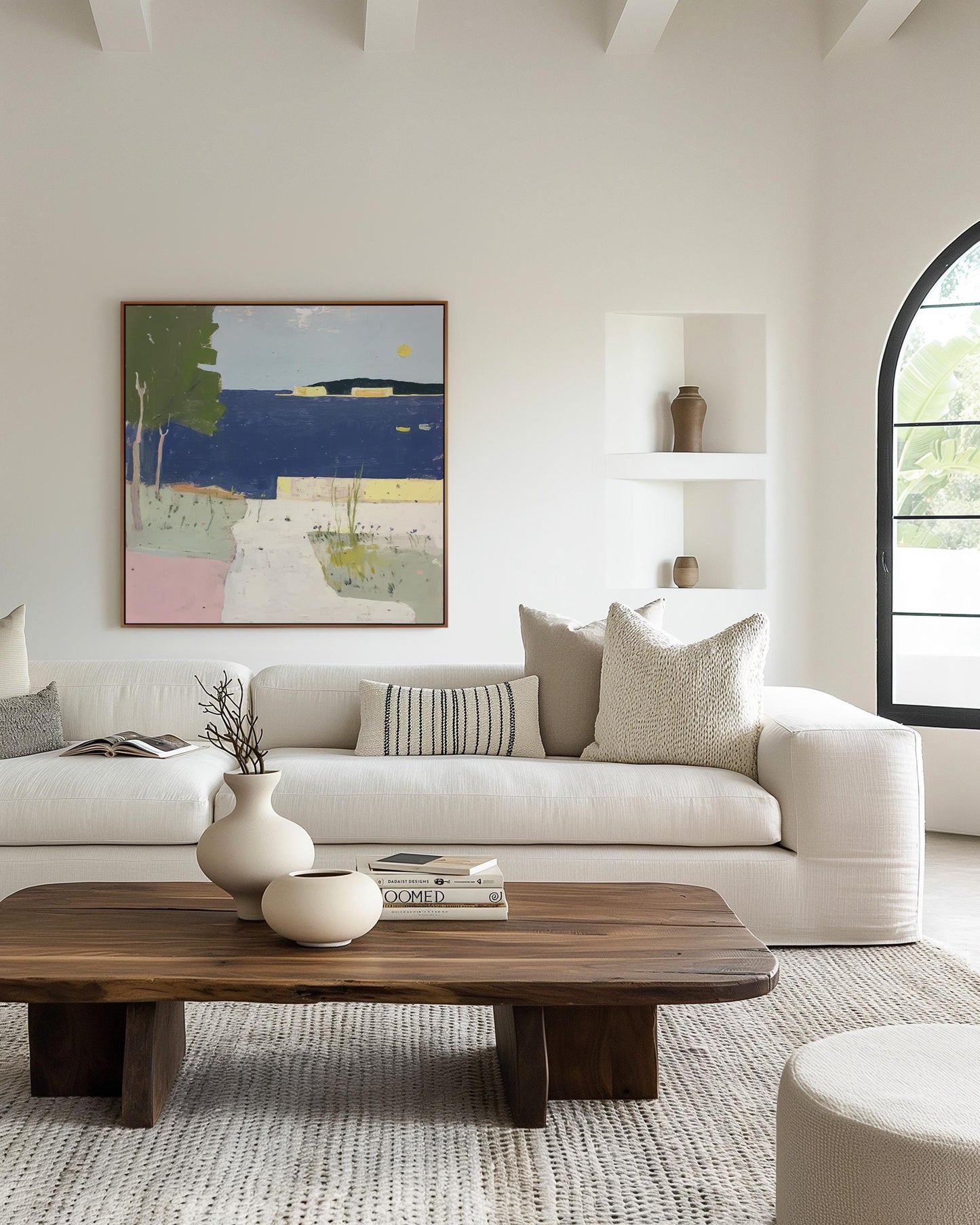 Mediterranean Coastal Landscape – Minimalist Seaside Abstract Painting for Modern Interiors My Store