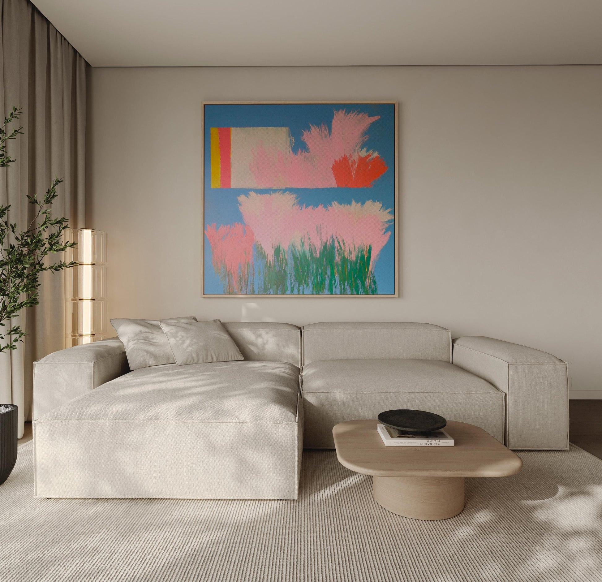 Dream Fields — Abstract Floral Painting, Modern Wall Art in Pink and Blue, Contemporary Botanical Canvas My Store