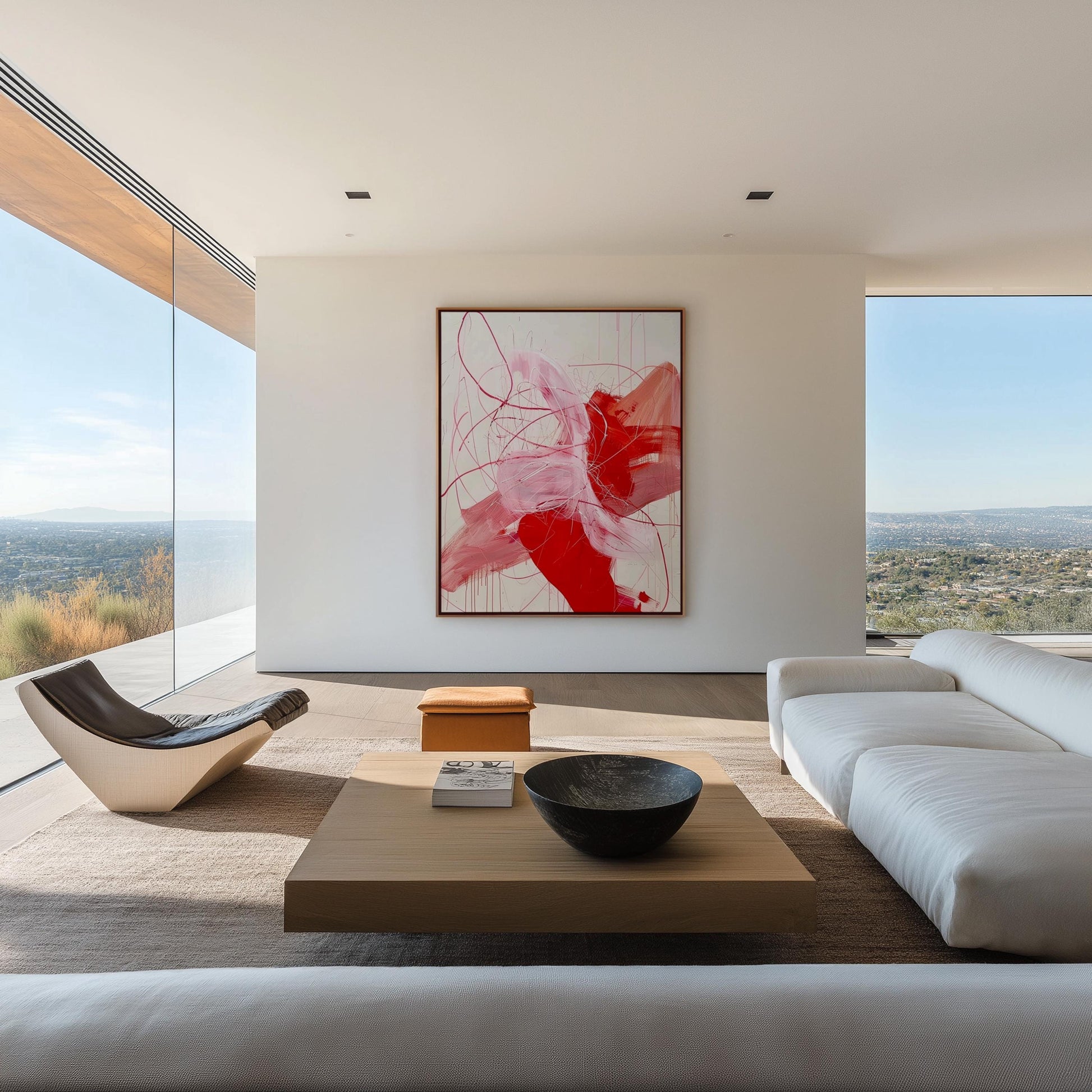 Expressive Abstract Painting – Bold Red & Pink Modern Wall Art, Emotional Brushstrokes My Store