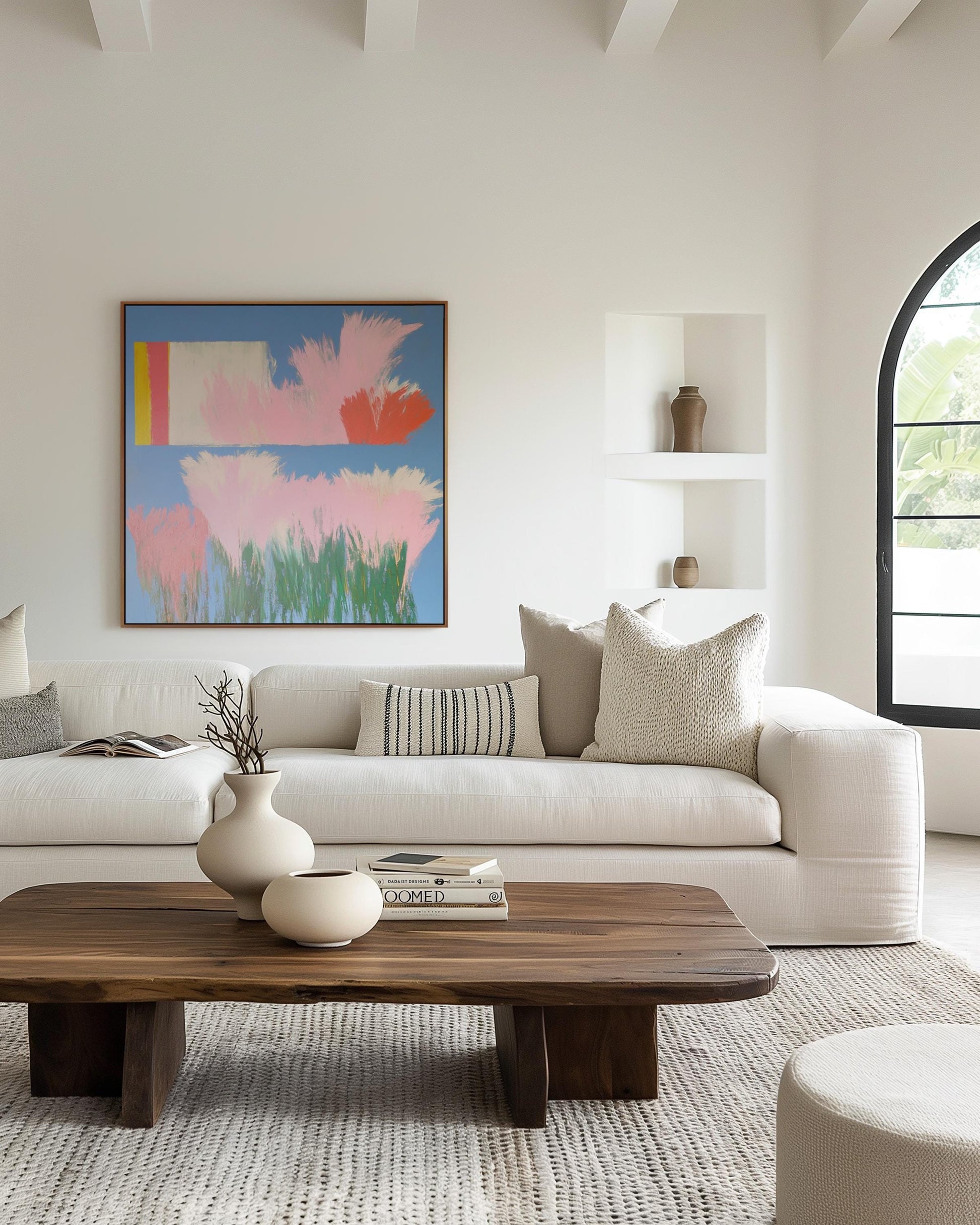 Dream Fields — Abstract Floral Painting, Modern Wall Art in Pink and Blue, Contemporary Botanical Canvas My Store