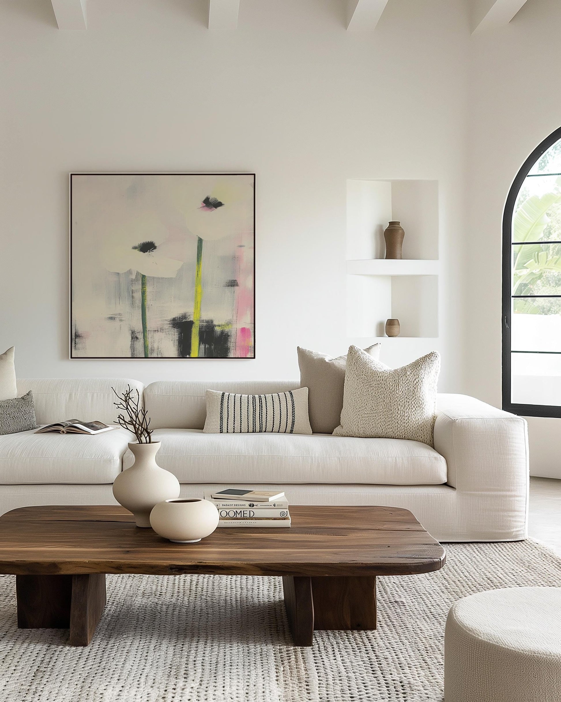 Soft Elegance — Minimalist White Poppy Painting, Modern Floral Wall Art, Neutral Pastel Decor My Store