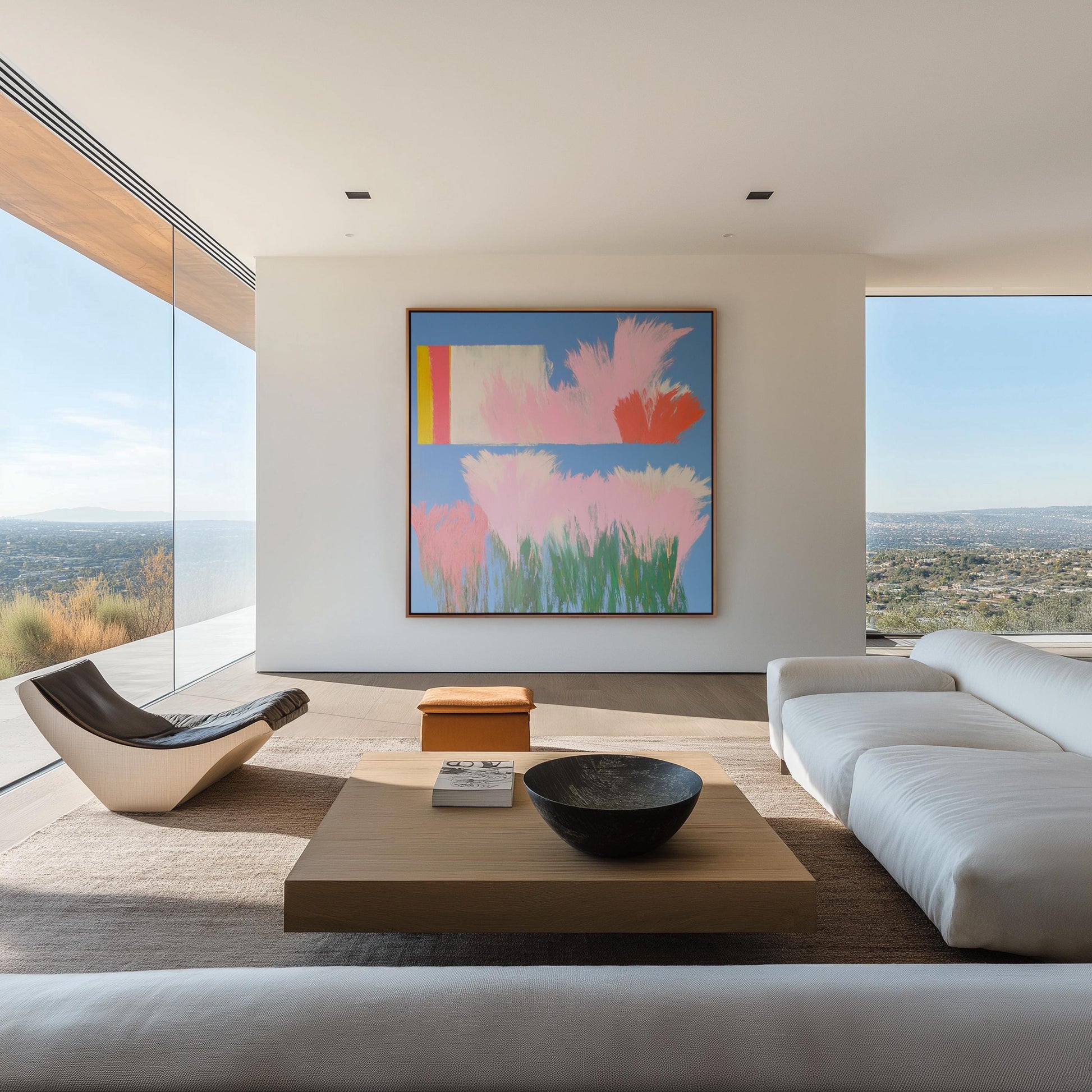 Dream Fields — Abstract Floral Painting, Modern Wall Art in Pink and Blue, Contemporary Botanical Canvas My Store