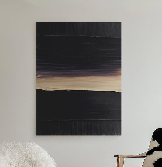 Original Textured Abstract Painting – Black and Beige Gradient Layers on Canvas My Store