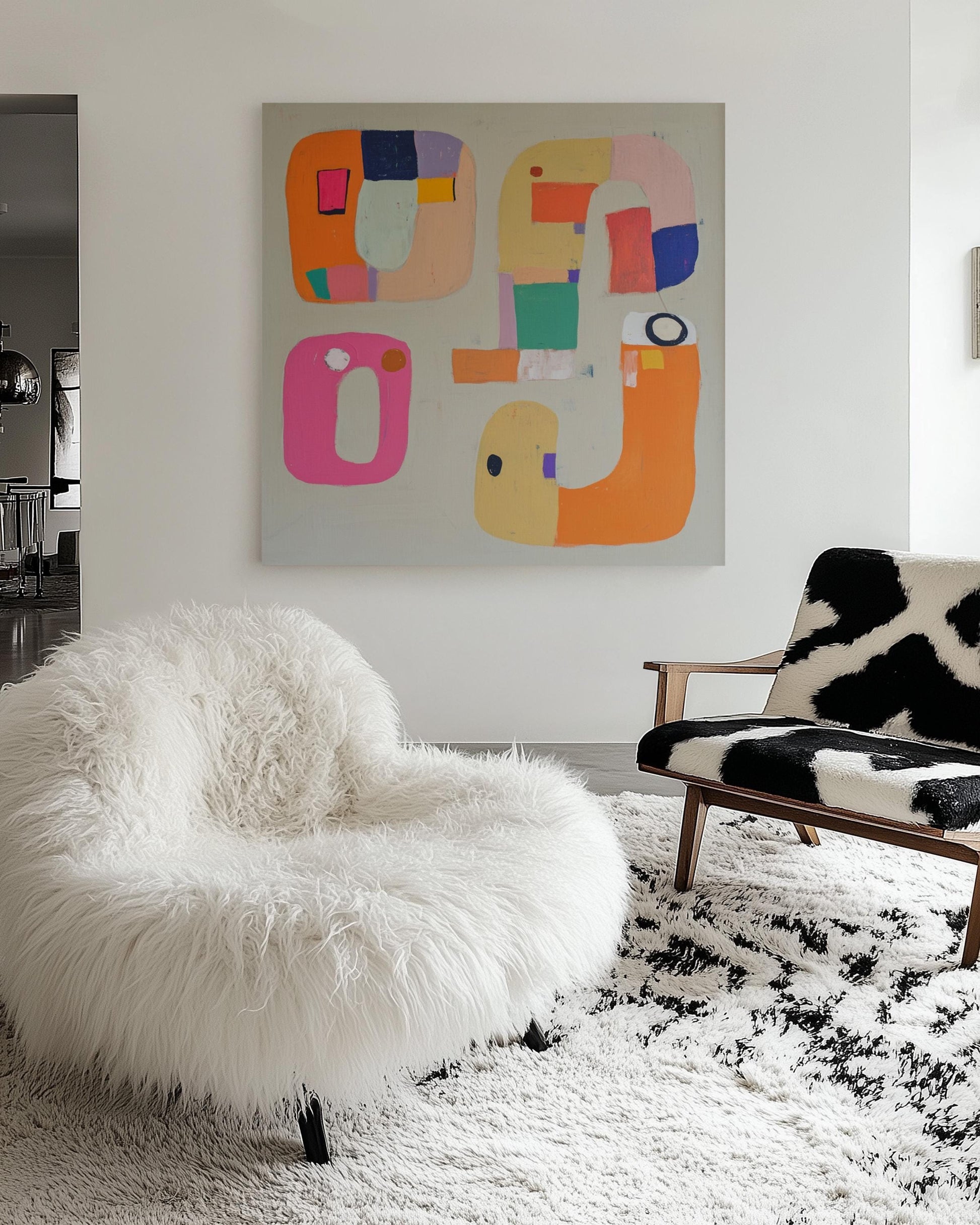 Playful Geometric Abstract Art – Bold Colorful Canvas for Modern Interior Spaces My Store