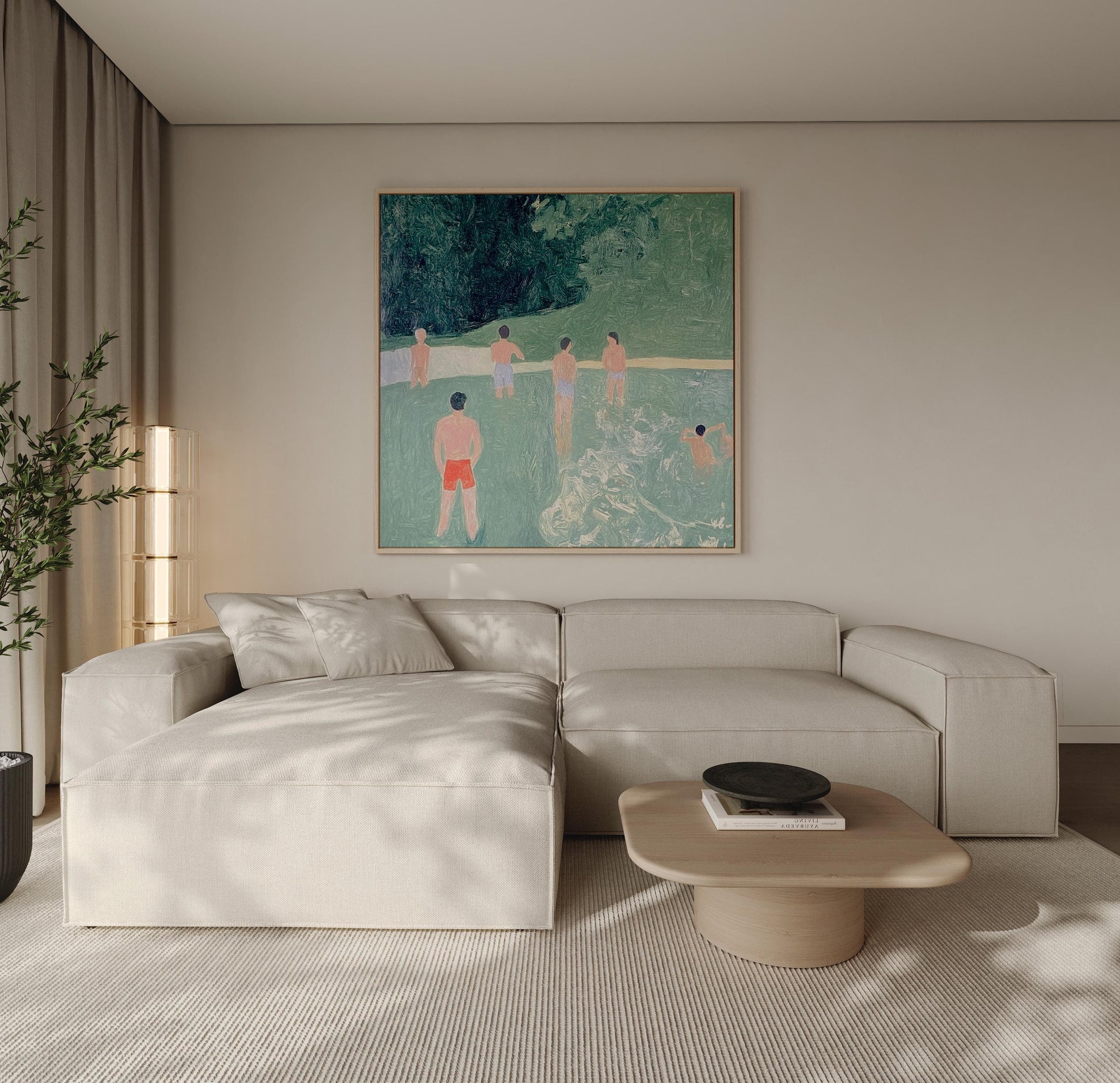The Swimmers" – Large Figurative Painting | Minimalist Modern Wall Art | Custom Hand-Painted Canvas My Store